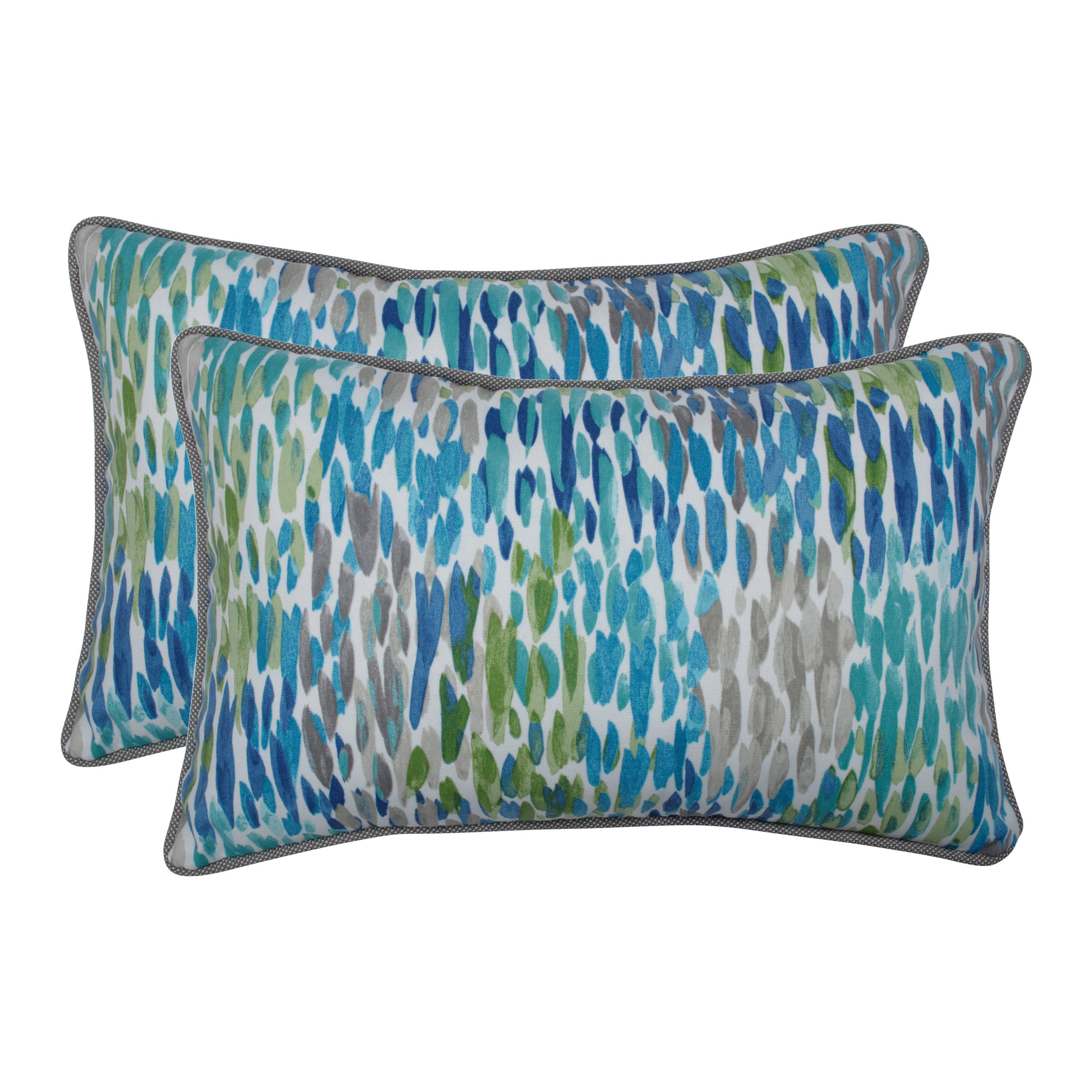 Make It Rain Cerulean Rectangular Throw Pillow (Set Of 2)