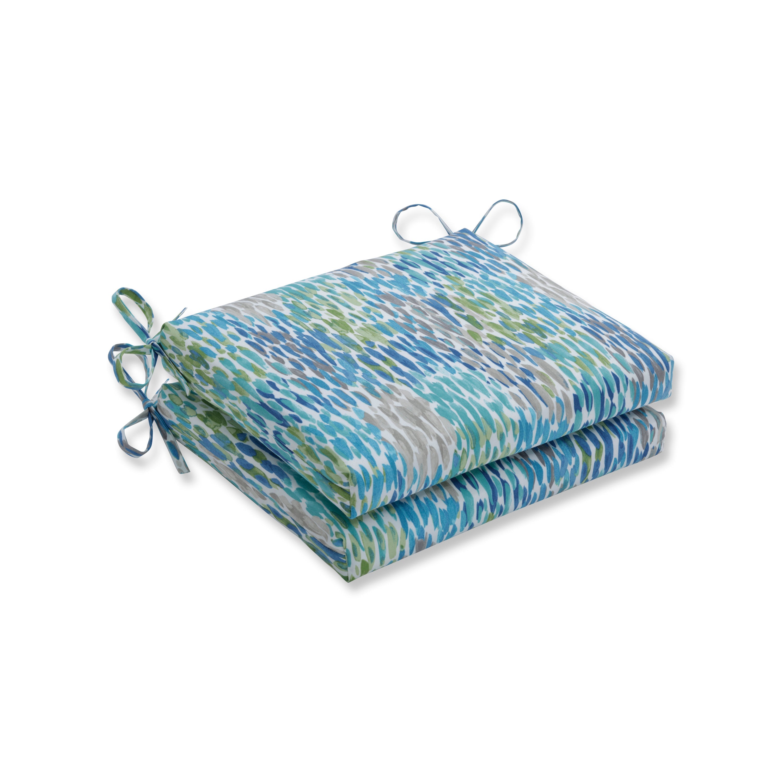 Make It Rain Cerulean Squared Corners Seat Cushion (Set Of 2)